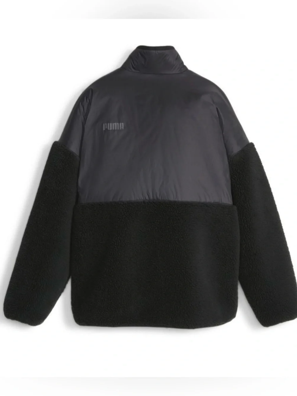 PUMA Sherpa Hybrid Full-Zip Mock Neck Fleece Jacket Black XL New with tags